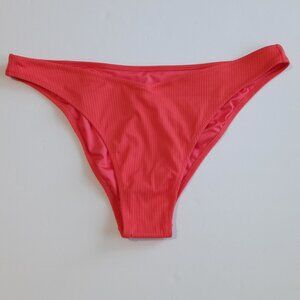 Shade & Shore V-Front Ribbed High Leg Cheeky Bikini Bottom Size Large